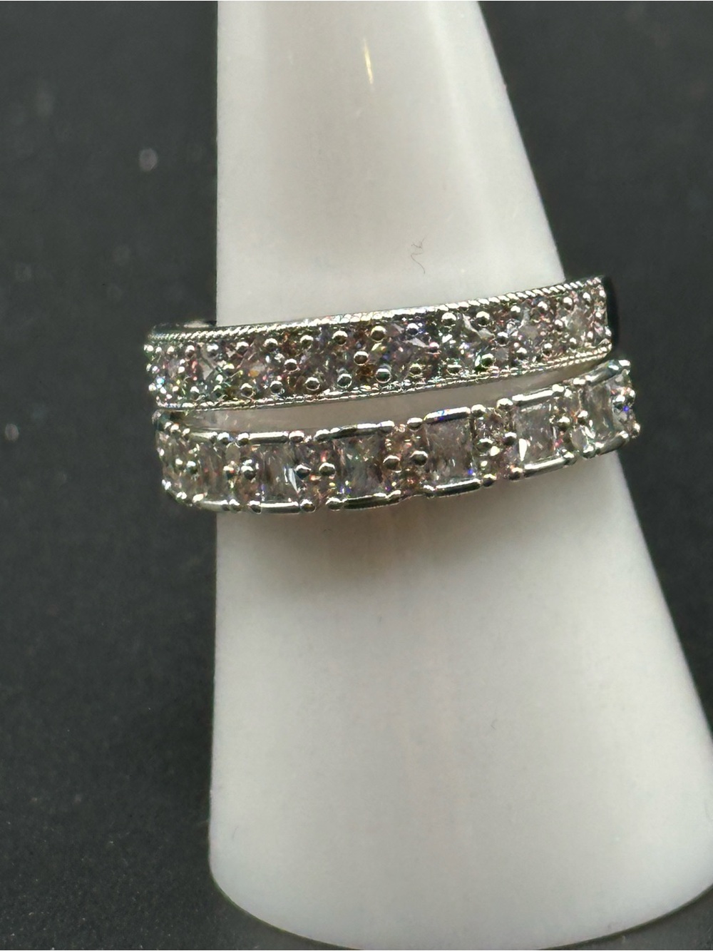 A Band Set Apart, size 8, silver, RBP7414, 2 stackable bands
